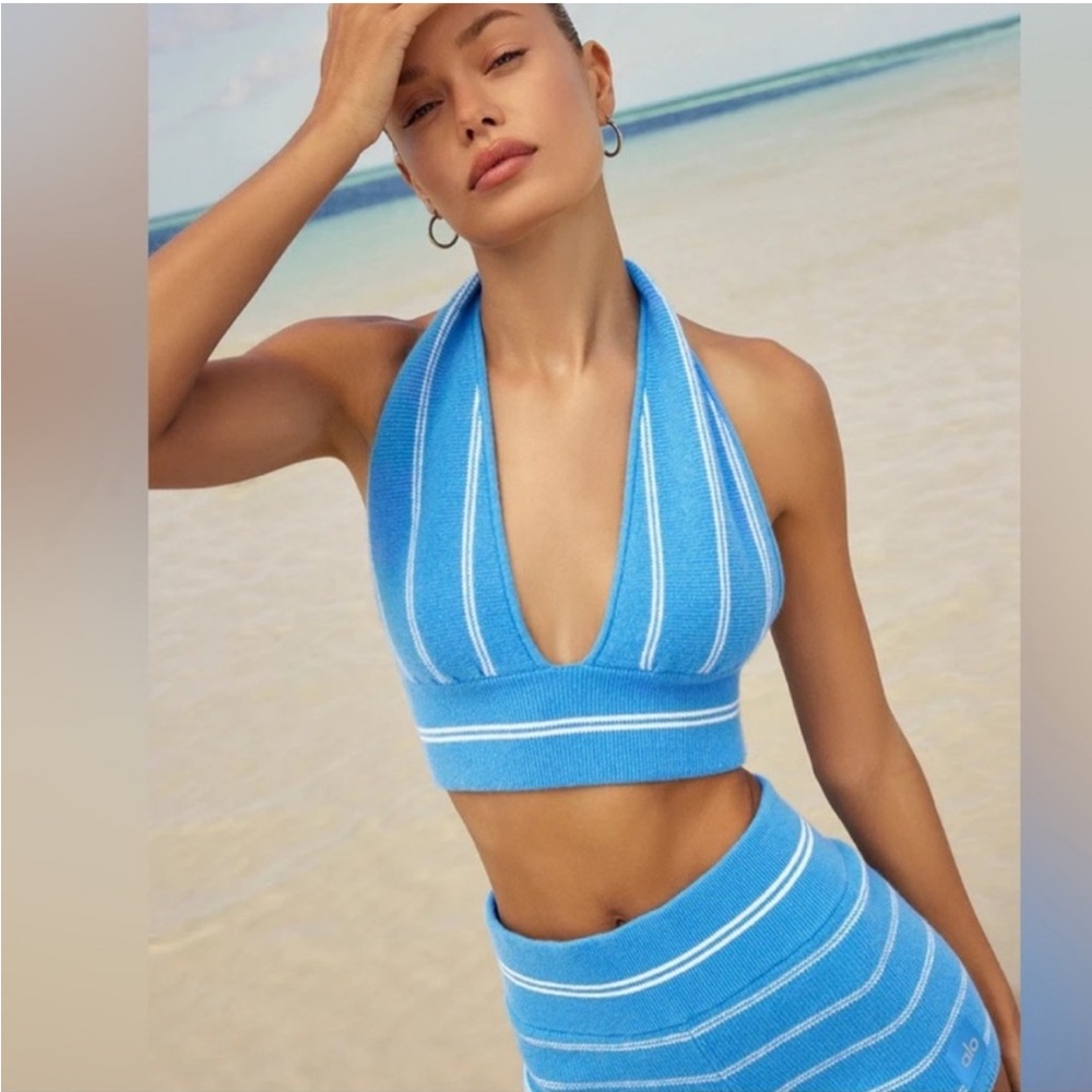 ALO Yoga Blue and White Striped Jumpsuit